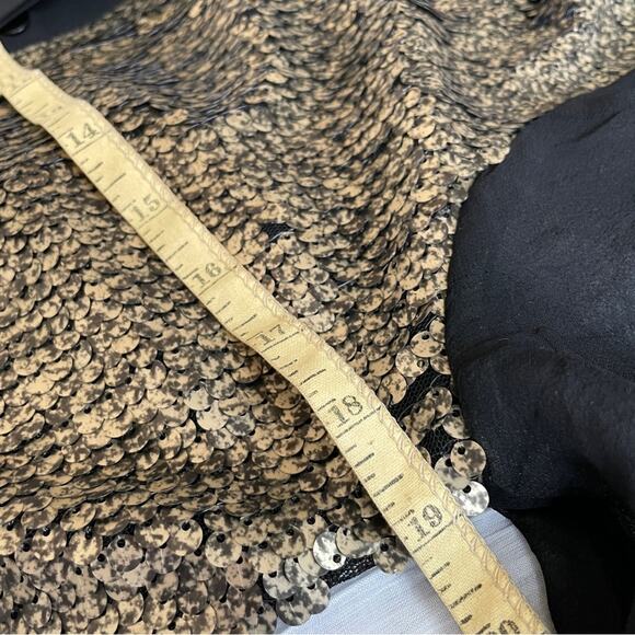 Aryn K. Silk Long Sleeve Sheer Black Blouse with Gold Sequins Size M - Picture 9 of 9